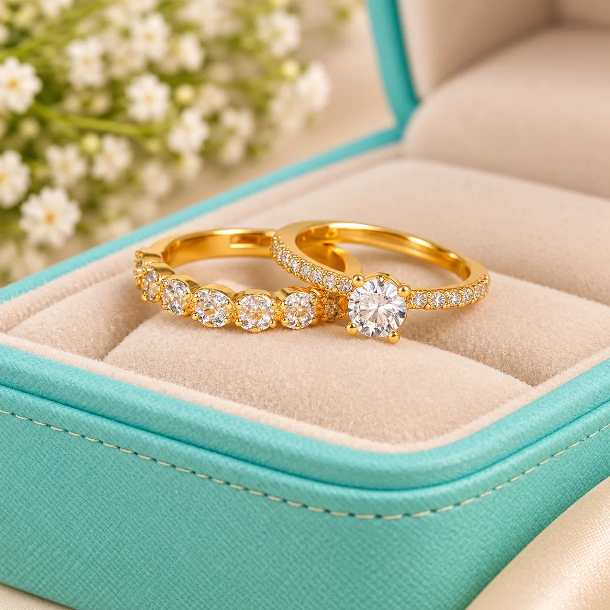 American Diamond Adjustable Ring Combo (Set of 2)