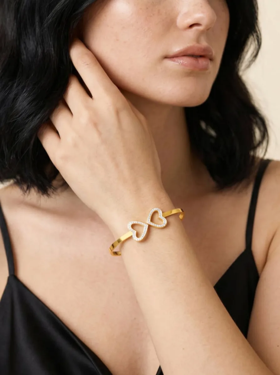 Double Heart Infinity Bangle