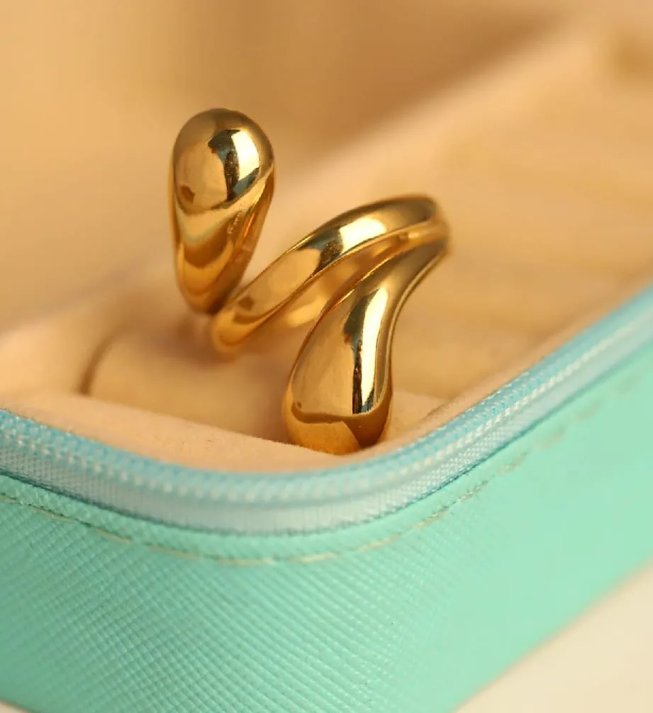 Anti Tarnish Premium Twin Teardrop Wrap Ring