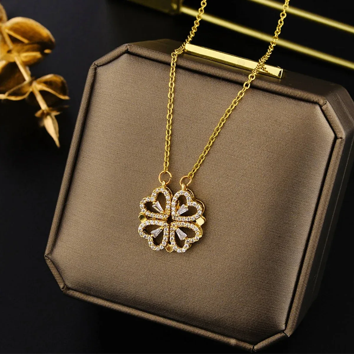 Magnetic Four Leaf Clover Necklace