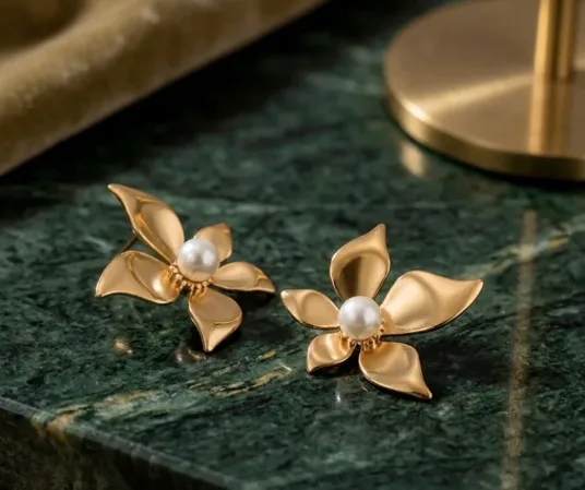 Pearl Petal Flower Earrings