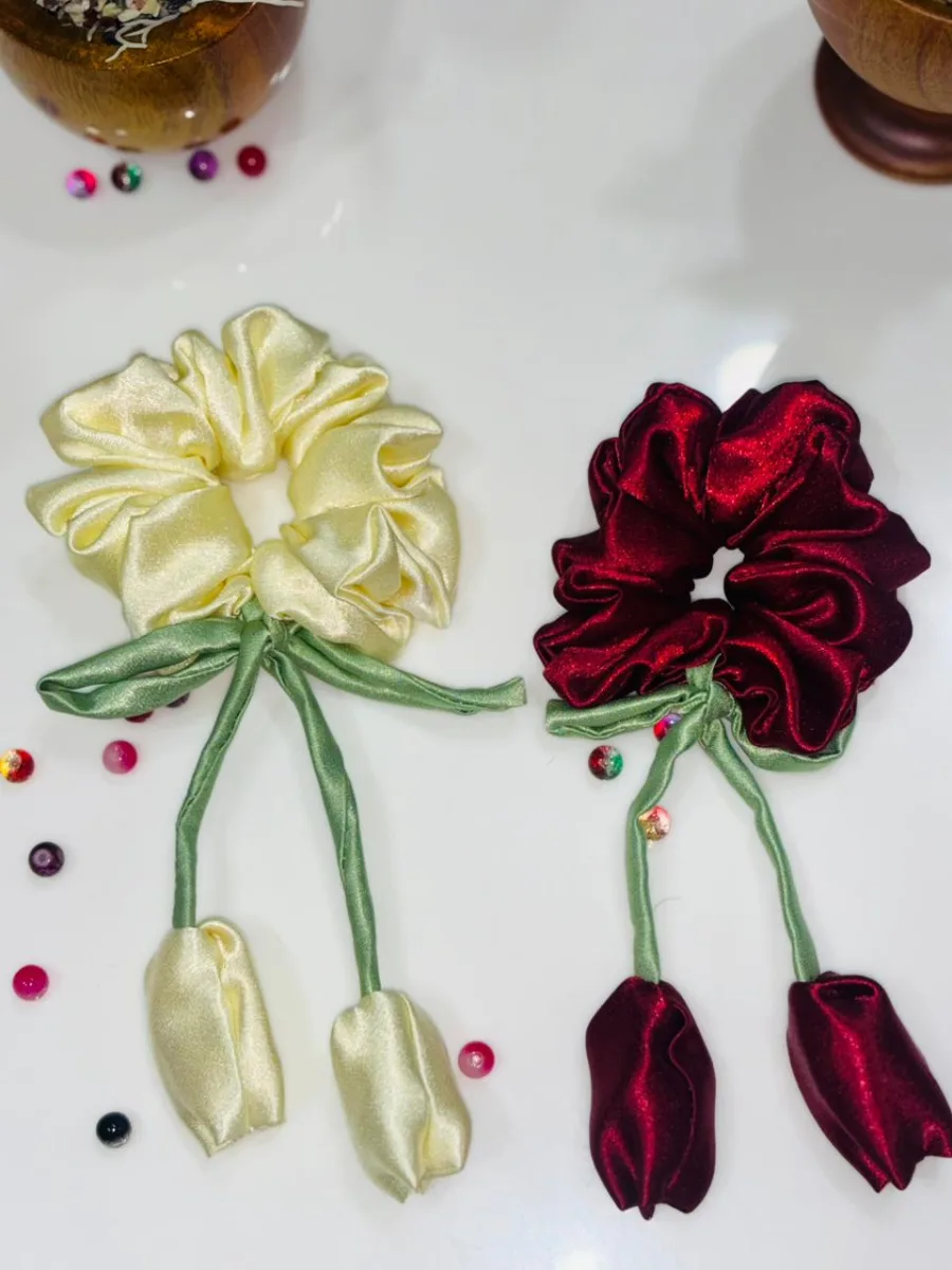 Silk satin tulip scrunchies