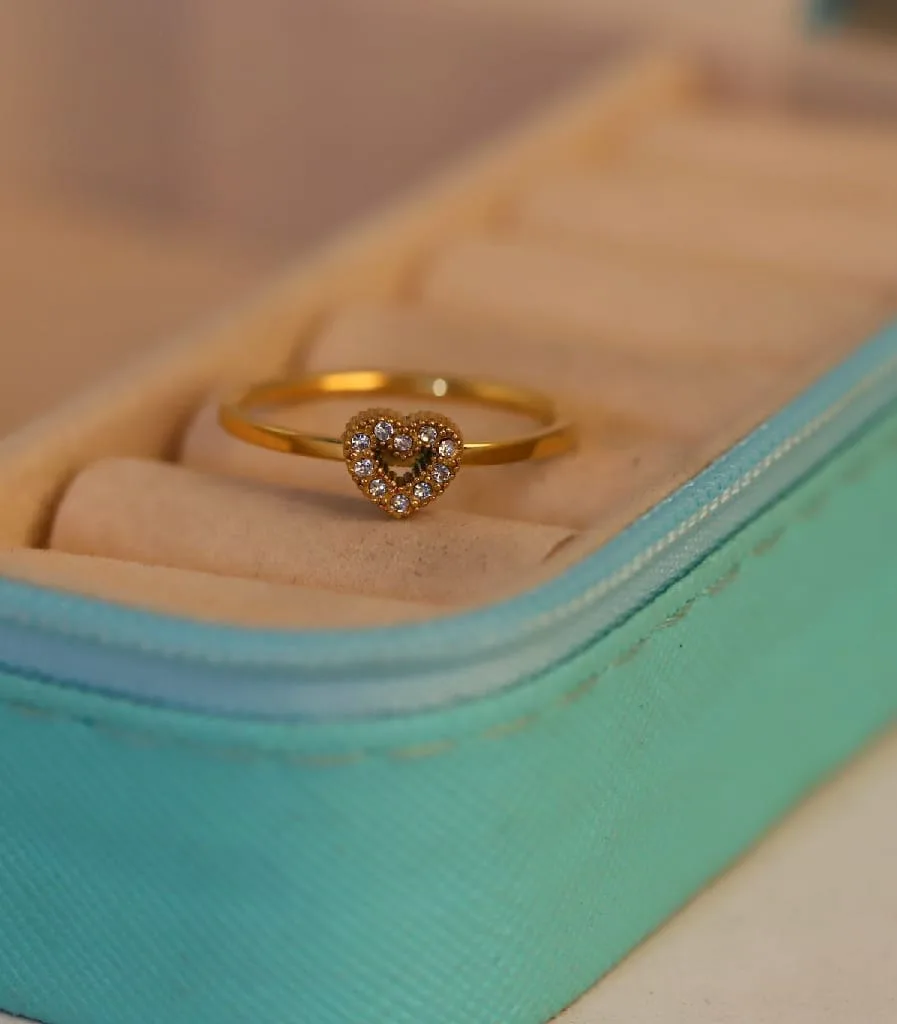 Anti Tarnish Open Heart Halo Ring