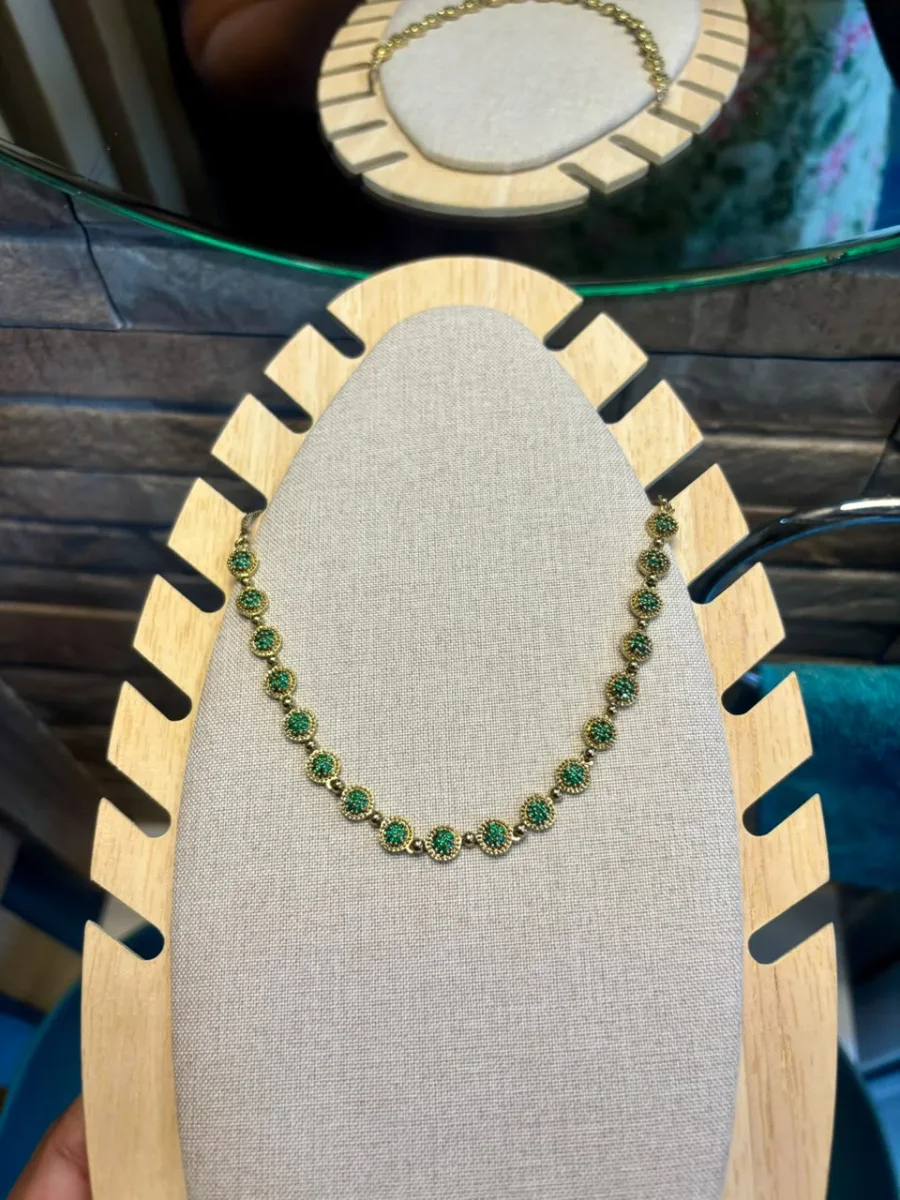 Antique Gold AD Stone Necklace