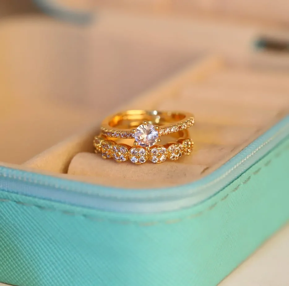 American Diamond Ring Combo (Set of 2)