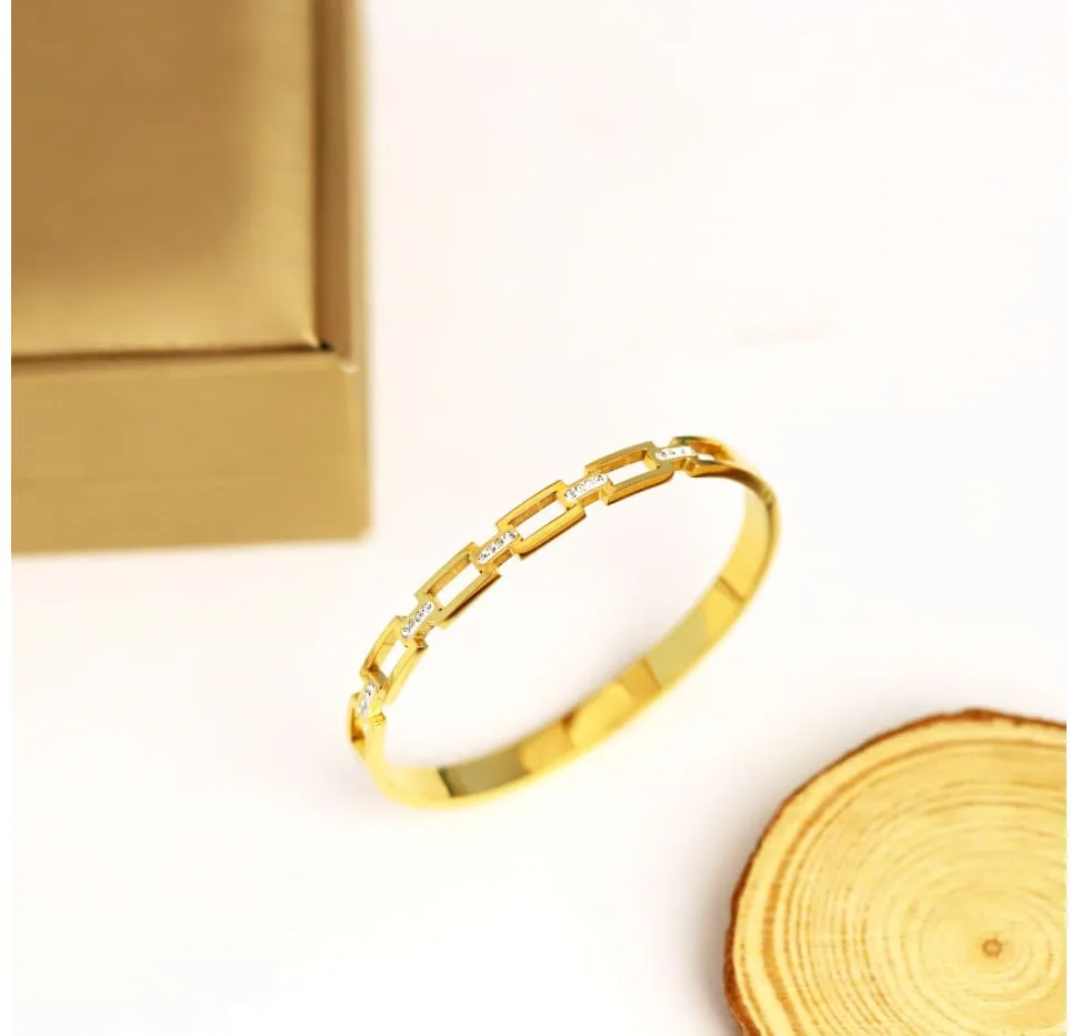 Rectangular Link Crystal Bangle