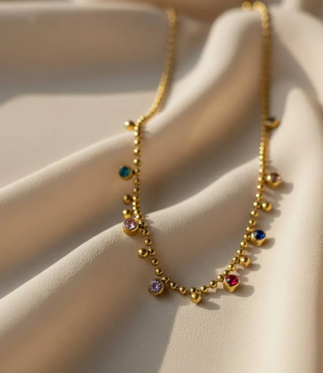 Multi Color Stone Beads Necklace