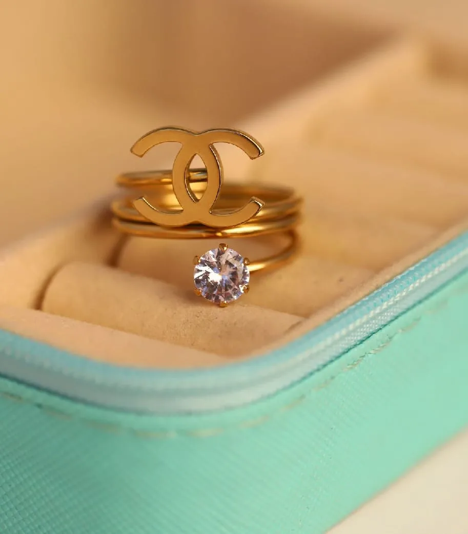 Anti Tarnish Interlocking Loop Solitaire Ring