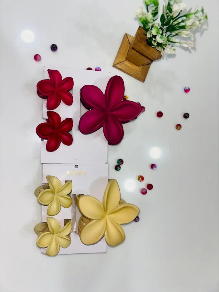Matte Flower Hair Claw Clip Set(Pack of 3)