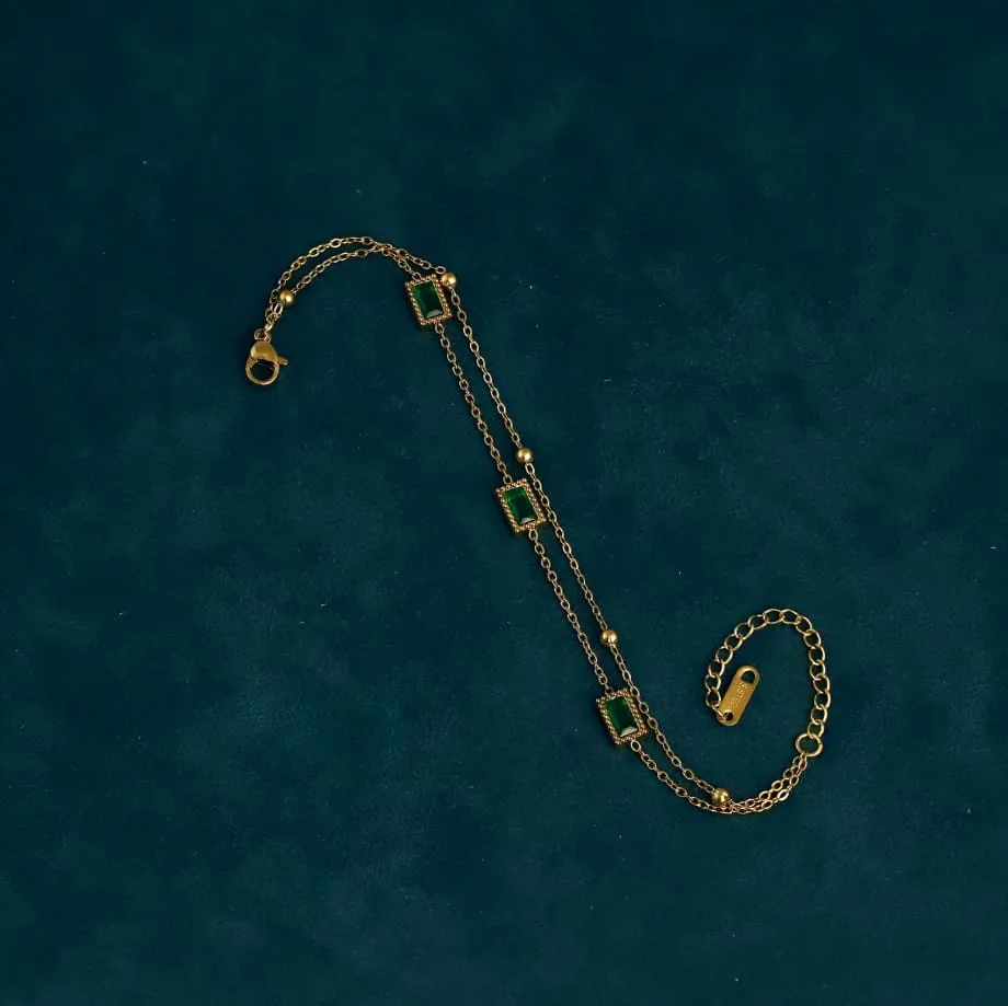 Emerald Double Chain Bracelet