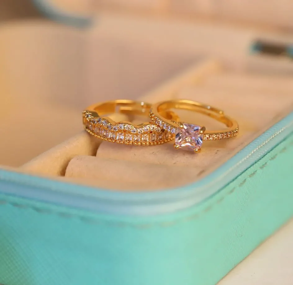 American Diamond Ring Combo (Set of 2)