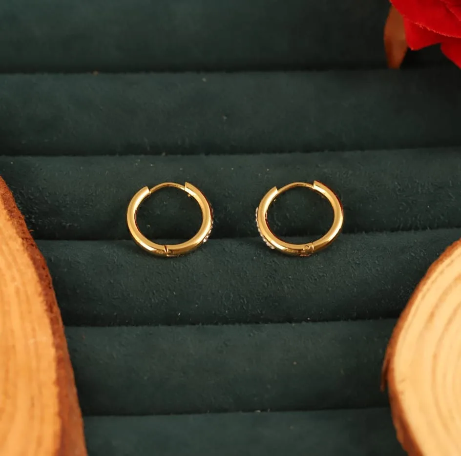 Gold Hoop Earrings with Stones