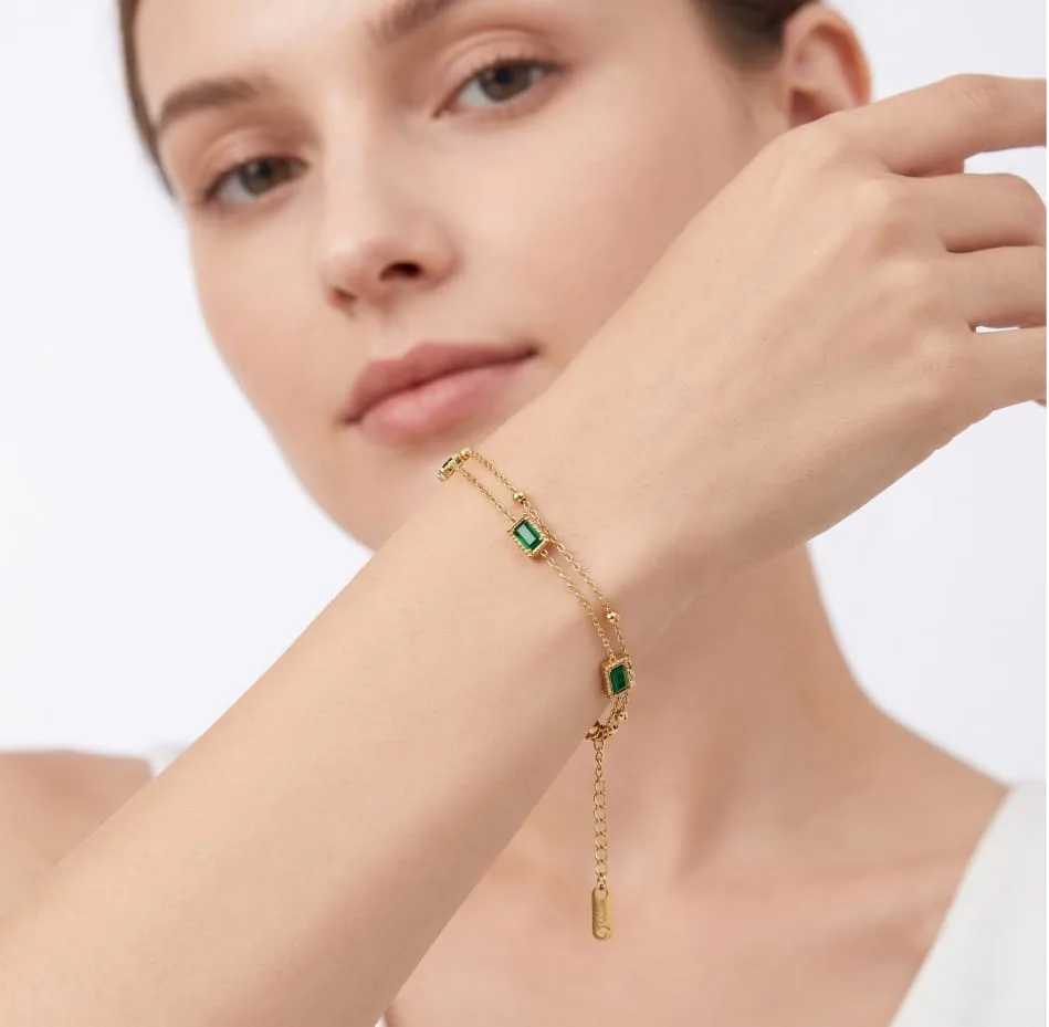 Emerald Double Chain Bracelet