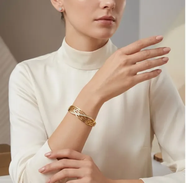 Cage Cutout Layered Bangle