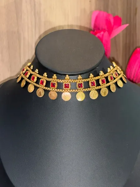 Antique Gold Lakshmi Coin Choker