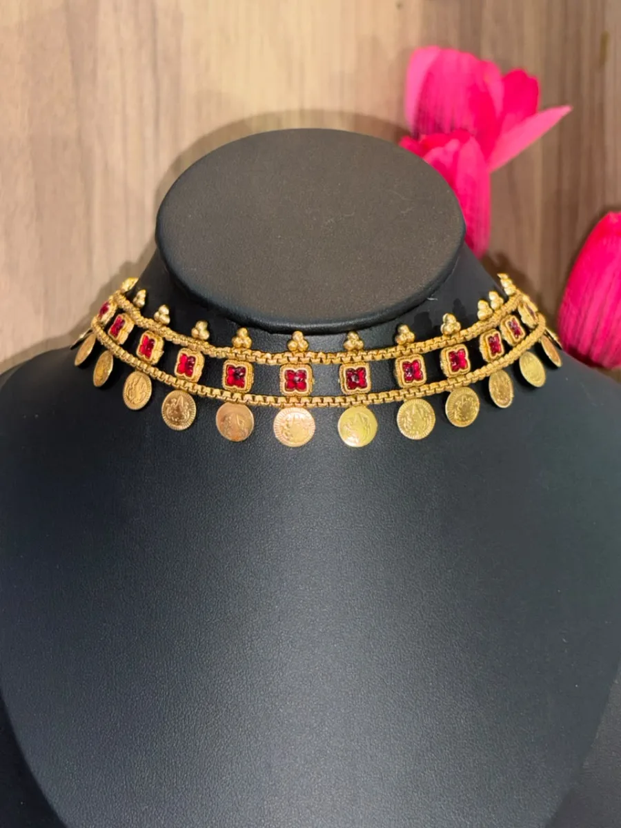 Antique Gold Lakshmi Coin Choker