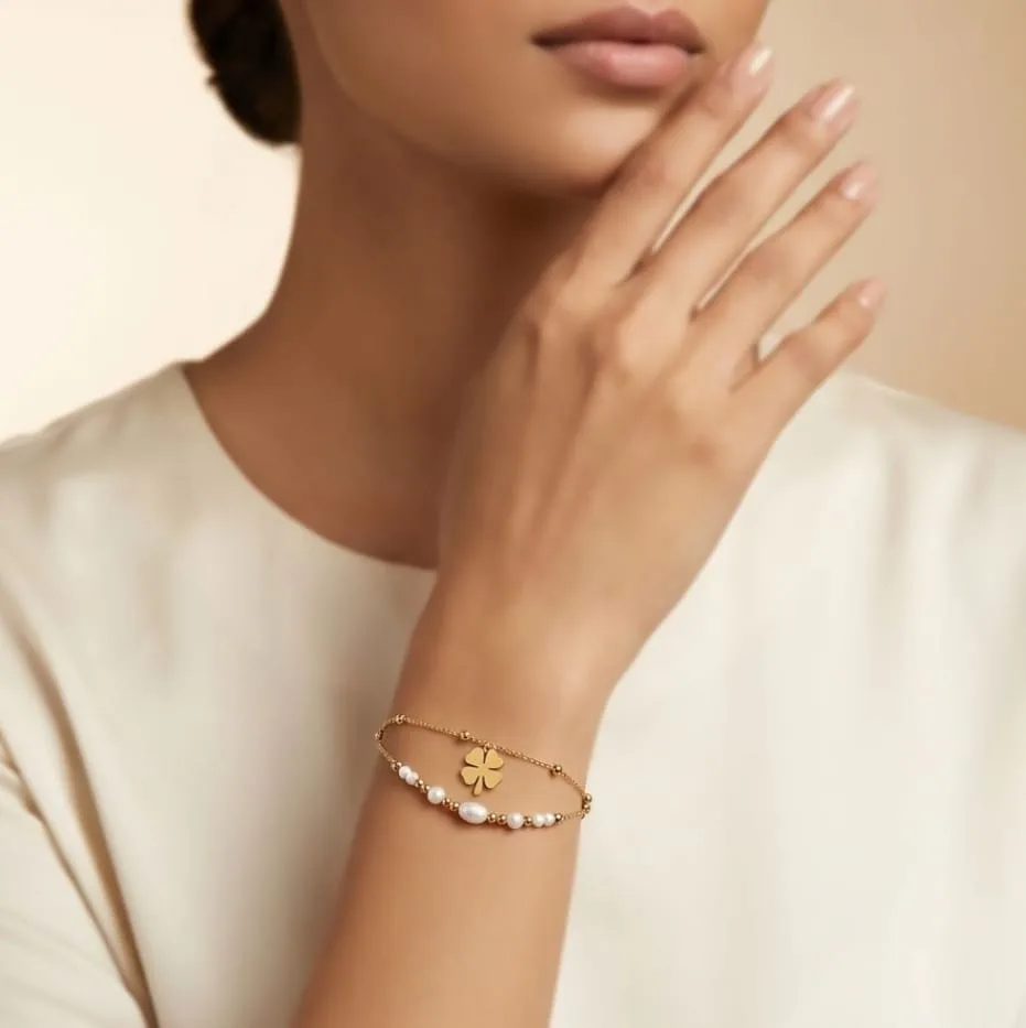 Pearl Clover Layered Bracelet