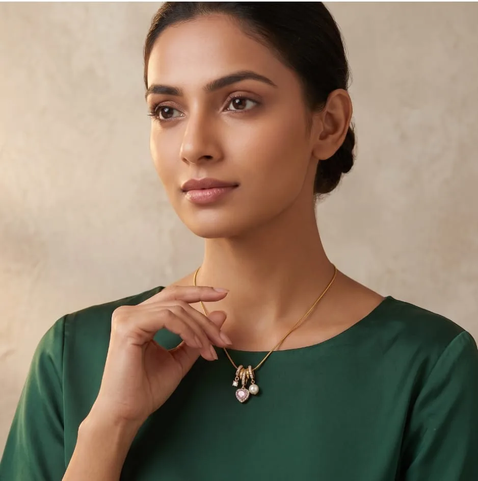 Heart Pearl Charm Necklace