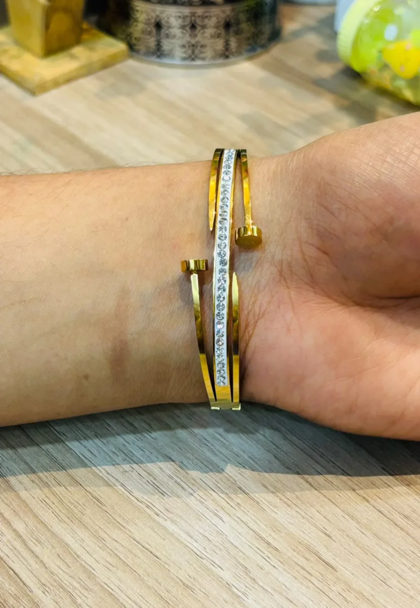 Gold Crisscross Cuff Bangle