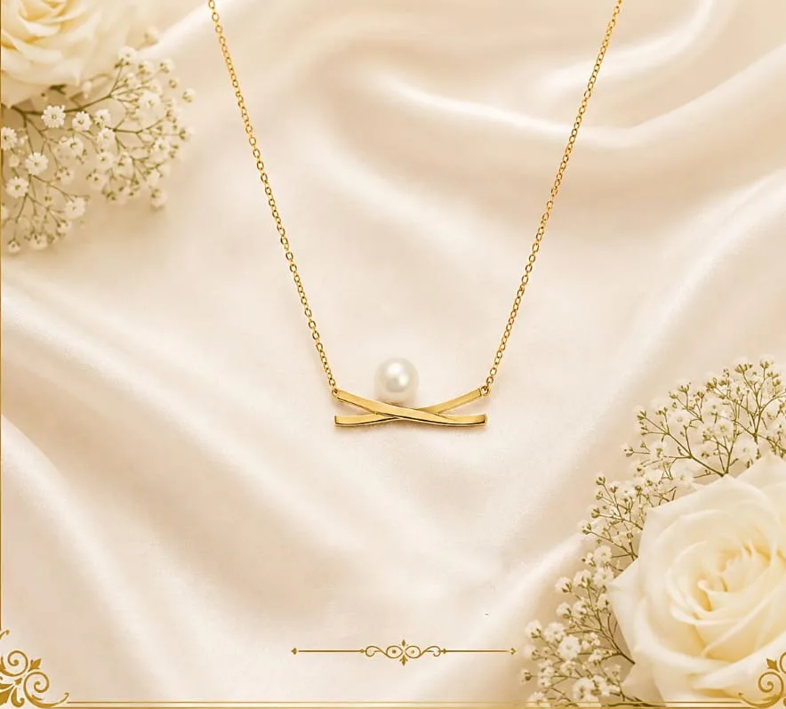 Pearl Crossover Necklace