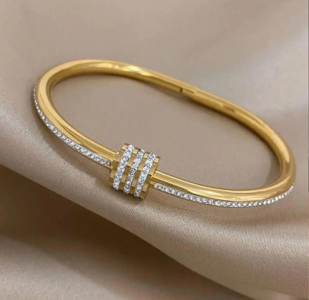 Modern 18K Gold Plated Bracelet with Stones