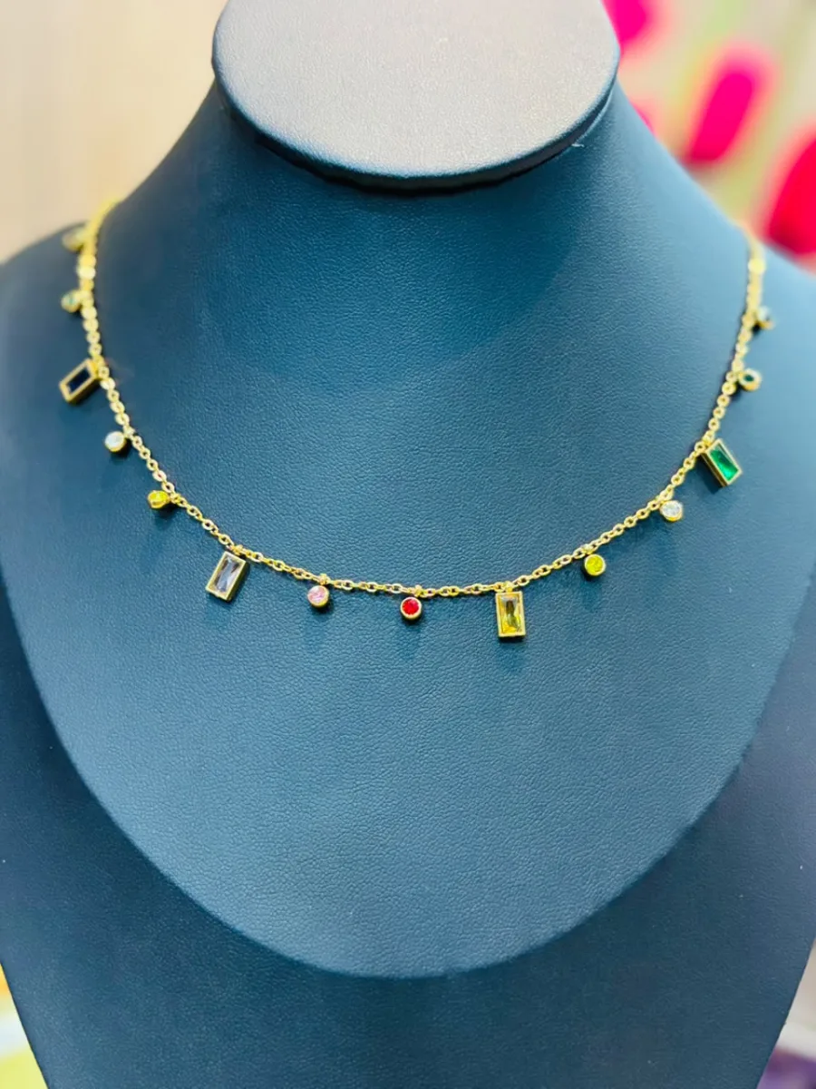 Multicolor CZ Charm Necklace
