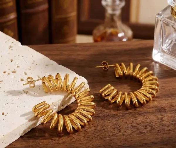 Coiled Wire Hoop Earrings