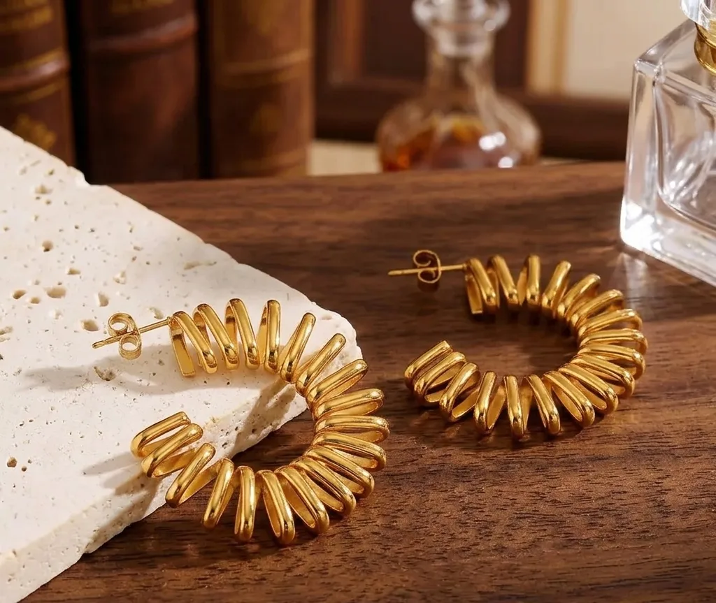 Coiled Wire Hoop Earrings