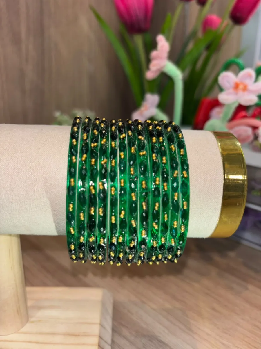 Green Glass Bangle Set