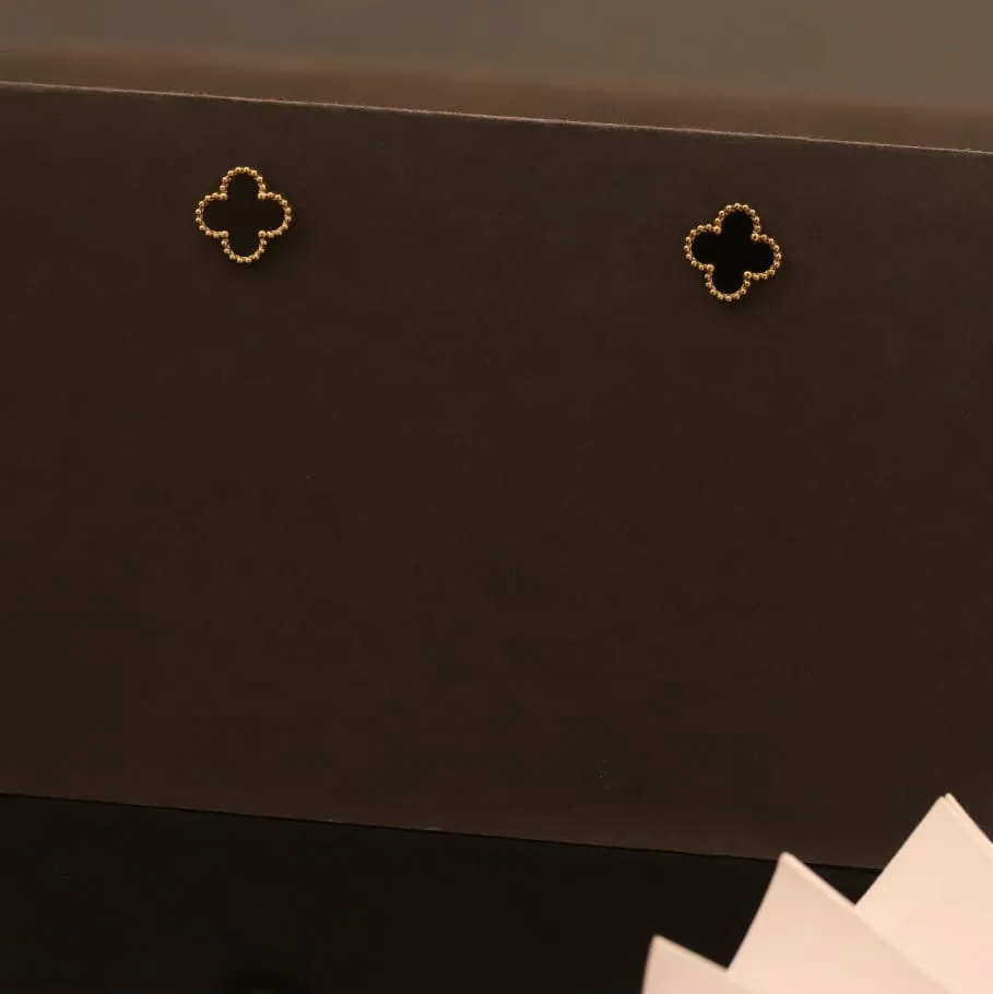 Black Clover Charm Stud Earrings